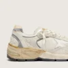 Dad-Star für Damen aus Wildleder und Mesh mit weissem Lederstern und beiger Lederlasche an der Ferse