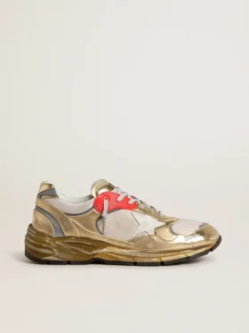 Dad-Star für Herren aus Mesh und goldfoliertem Leder mit weissem Lederstern