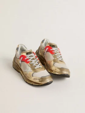 Dad-Star für Herren aus Mesh und goldfoliertem Leder mit weissem Lederstern