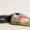 Dad-Star für Herren aus Mesh und goldfoliertem Leder mit weissem Lederstern