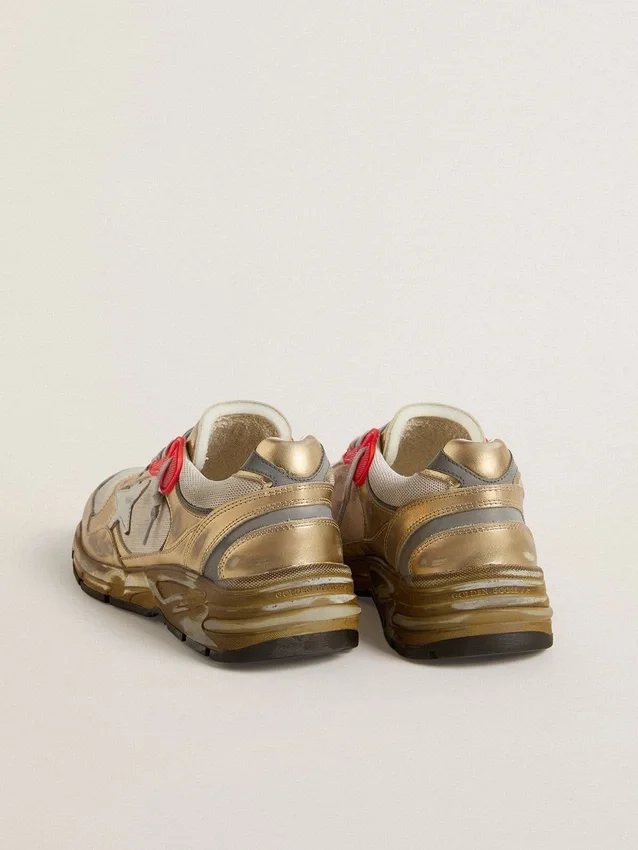 Dad-Star für Herren aus Mesh und goldfoliertem Leder mit weissem Lederstern