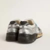 Dad-Star für Herren aus Mesh und silberfoliertem Leder mit schwarzem Lederstern