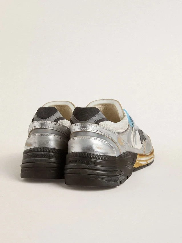Dad-Star für Herren aus Mesh und silberfoliertem Leder mit schwarzem Lederstern