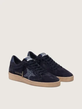 Damen-Ball Star aus dunkelblauem Wildleder mit dunkelblauem Glitzerstern