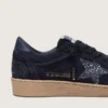 Damen-Ball Star aus dunkelblauem Wildleder mit dunkelblauem Glitzerstern