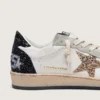 Damen-Ball Star aus Nappa und Wildleder mit Glitzerstern und schwarzer Fersenlasche