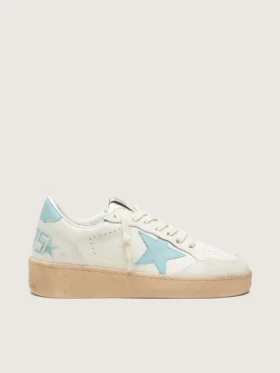 Damen-Ball Star aus weissem Leder mit hellblauem Stern