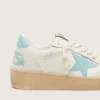 Damen-Ball Star aus weissem Leder mit hellblauem Stern