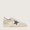 Damen-Ball Star LTD aus grauem Wildleder mit blauem Stern und cremefarbenen Häkel-Einsätzen