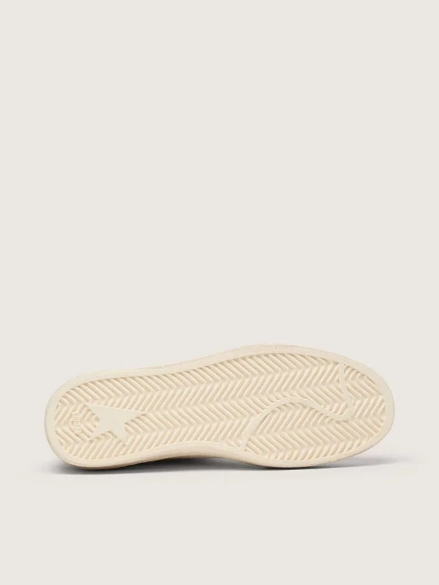Damen-Ball Star LTD aus grauem Wildleder mit blauem Stern und cremefarbenen Häkel-Einsätzen