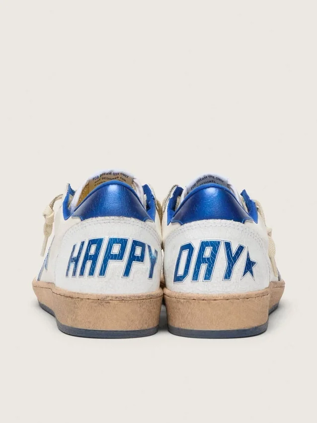 Damen-Ball Star-Wishes aus weissem Nappaleder mit leuchtend blauem Stern und Fersenlasche