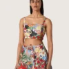 Damen-Baumwoll-Top mit mehrfarbigem Print