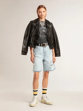 Damen-Bermudashorts aus Denim im Used-Look