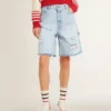 Damen-Bermudashorts aus Denim im Used-Look