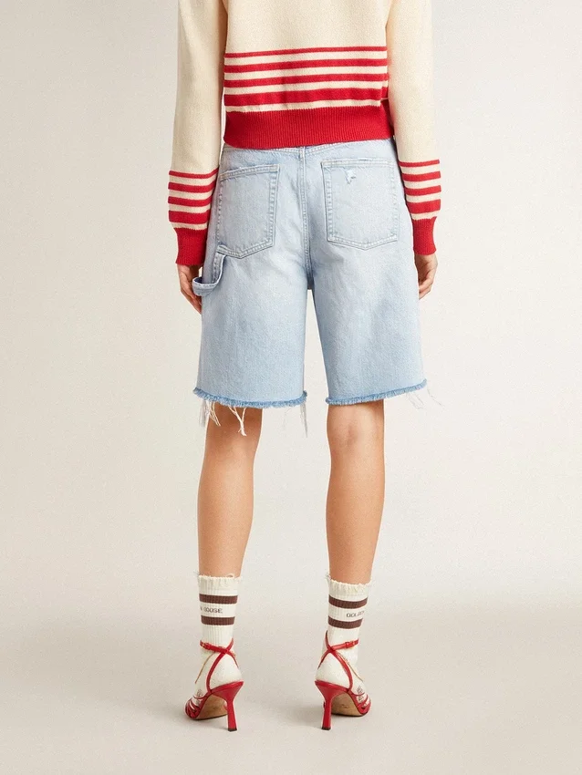 Damen-Bermudashorts aus Denim im Used-Look