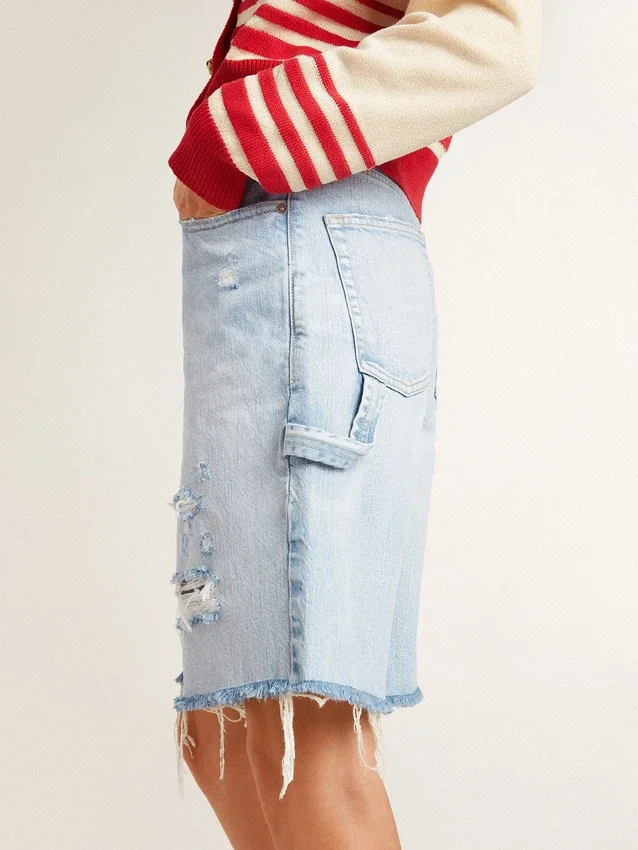 Damen-Bermudashorts aus Denim im Used-Look