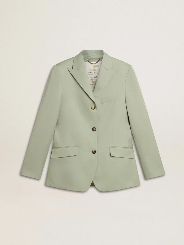 Damen-Blazer aus salbeigrüner Wolle
