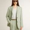Damen-Blazer aus salbeigrüner Wolle