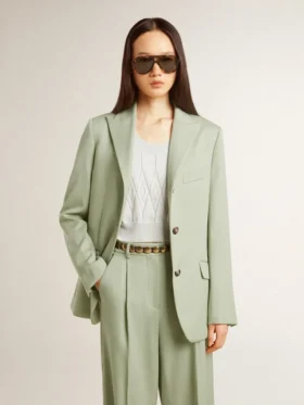 Damen-Blazer aus salbeigrüner Wolle