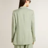 Damen-Blazer aus salbeigrüner Wolle