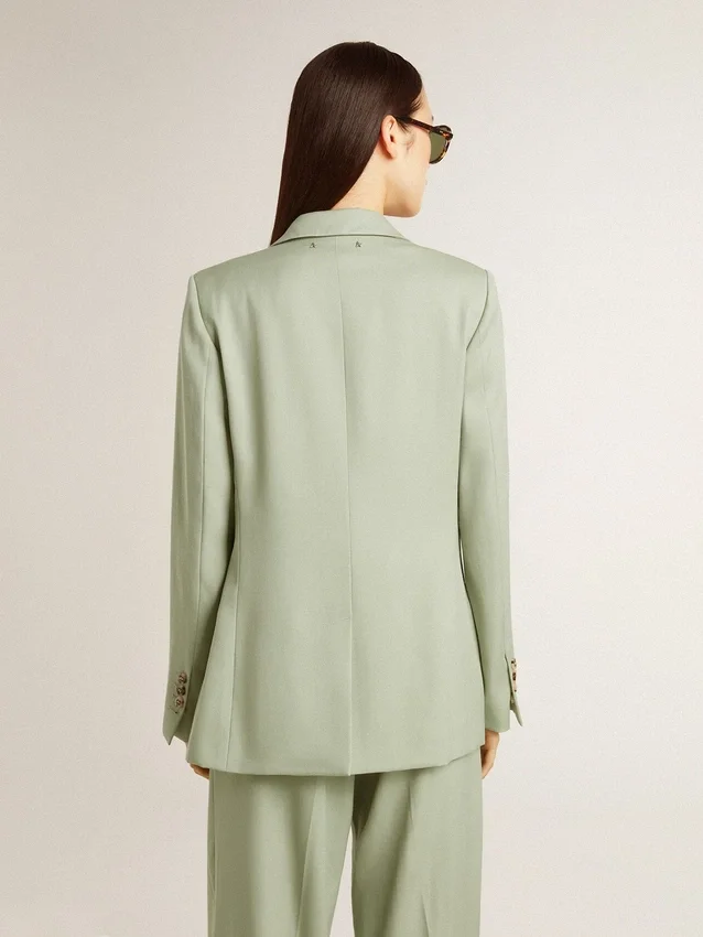 Damen-Blazer aus salbeigrüner Wolle