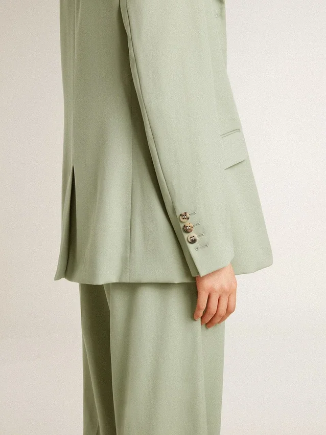 Damen-Blazer aus salbeigrüner Wolle