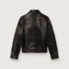 Damen-Bomberjacke aus dunkelburgunderrotem Nappaleder mit Blumenstickerei