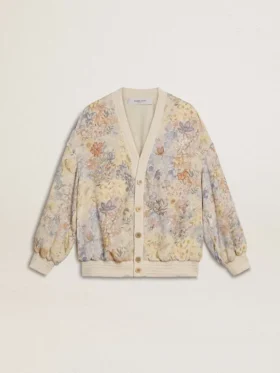 Damen-Cardigan mit Blumenprint und Stickerei