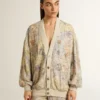 Damen-Cardigan mit Blumenprint und Stickerei