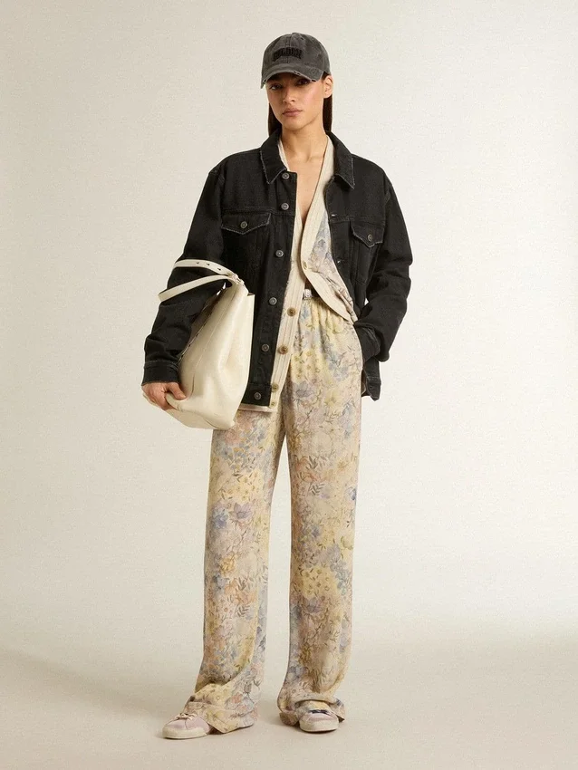 Damen-Cardigan mit Blumenprint und Stickerei