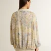 Damen-Cardigan mit Blumenprint und Stickerei