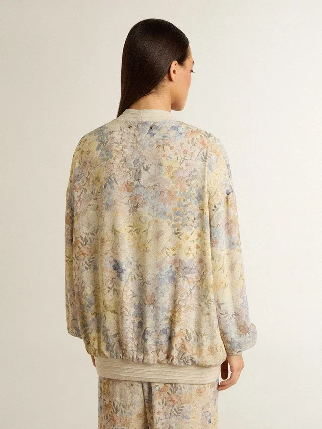 Damen-Cardigan mit Blumenprint und Stickerei