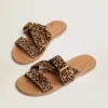 Damen-Flachsandalen «Margaret» aus Ponyfell mit Leopardenmuster