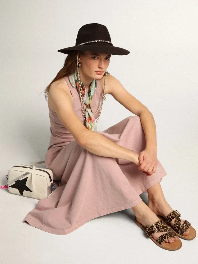 Damen-Flachsandalen «Margaret» aus Ponyfell mit Leopardenmuster
