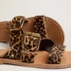 Damen-Flachsandalen «Margaret» aus Ponyfell mit Leopardenmuster