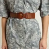 Damen-Gürtel aus gewebtem braunem Leder