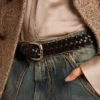 Damen-Gürtel aus schwarzem Leder