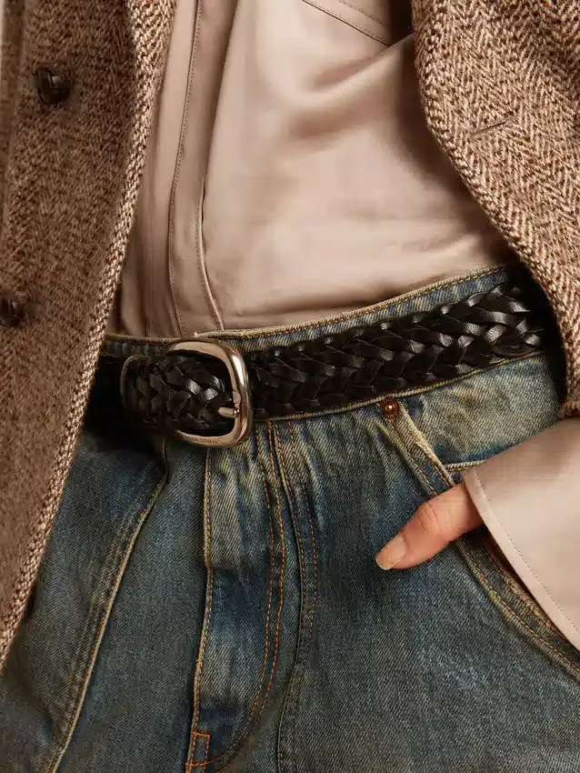 Damen-Gürtel aus schwarzem Leder