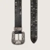 Damen-Gürtel aus schwarzem Leder mit Nieten