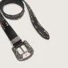 Damen-Gürtel aus schwarzem Leder mit Nieten