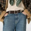 Damen-Gürtel «Sierra» aus Mahagoni-Leder mit Ziernieten
