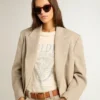 Damen-Hemd aus gealterter weisser Baumwolle mit Vintage-Print