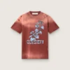 Damen-Hemd aus rostfarbenem Baumwolljersey mit Blumenprint