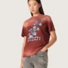 Damen-Hemd aus rostfarbenem Baumwolljersey mit Blumenprint