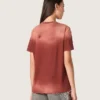 Damen-Hemd aus rostfarbenem Baumwolljersey mit Blumenprint