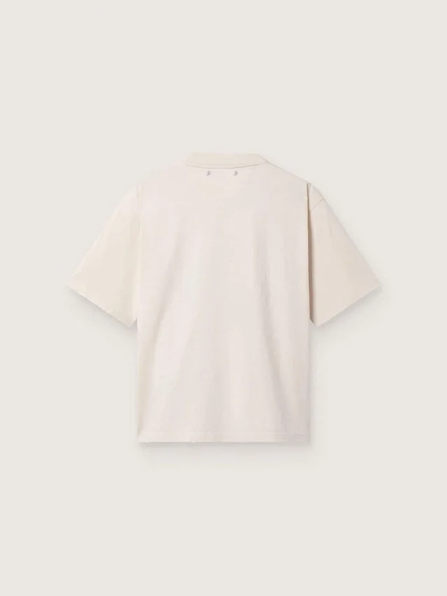 Damen-Hemd aus weissem Baumwolljersey mit Sternenprint