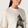 Damen-Hemd aus weissem Baumwolljersey mit Sternenprint