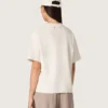 Damen-Hemd aus weissem Baumwolljersey mit Sternenprint