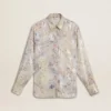 Damen-Hemd mit mehrfarbigem Blumen-Paillettenprint