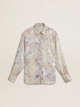 Damen-Hemd mit mehrfarbigem Blumen-Paillettenprint